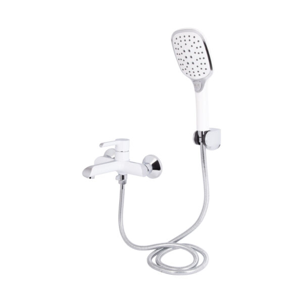 Смеситель для ванны Qtap Grand (с душевым гарнитуром) QTGRAWCR006 Chrome/White Змішувач для ванни Qtap Grand (з душовим гарнітуром) QTGRAWCR006 Chrome/White