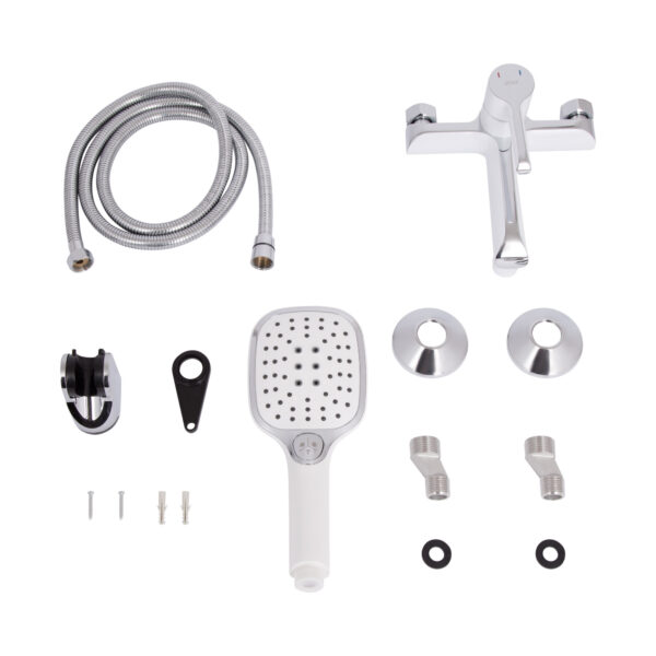 Смеситель для ванны Qtap Grand (с душевым гарнитуром) QTGRAWCR006 Chrome/White Змішувач для ванни Qtap Grand (з душовим гарнітуром) QTGRAWCR006 Chrome/White
