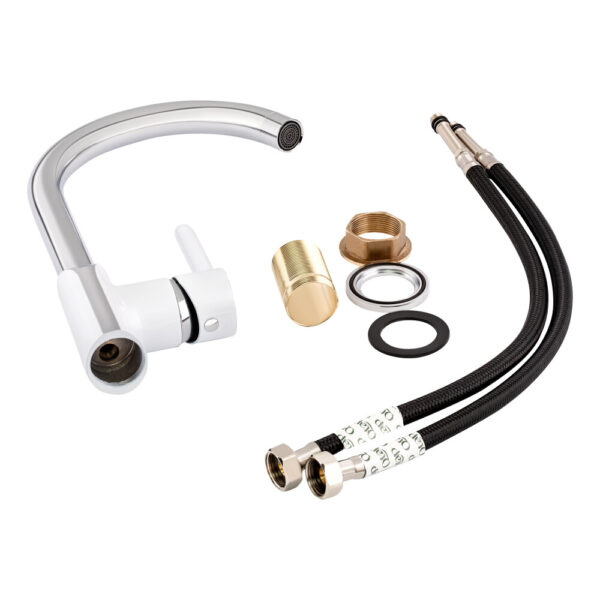 Смеситель для кухни Qtap Grand QTGRAWCR007F Chrome/White Змішувач для кухні Qtap Grand QTGRAWCR007F Chrome/White