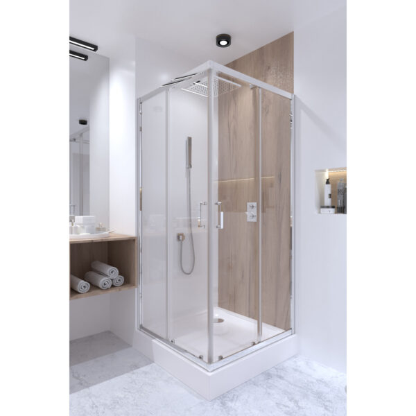 Душевая кабина Qtap Taurus CRM1099SC6 90х90 см, стекло Clear 6 мм покрытие CalcLess, без поддона Душова кабіна Qtap Taurus CRM1099SC6 90х90 см, скло Clear 6 мм покриття CalcLess, без піддона