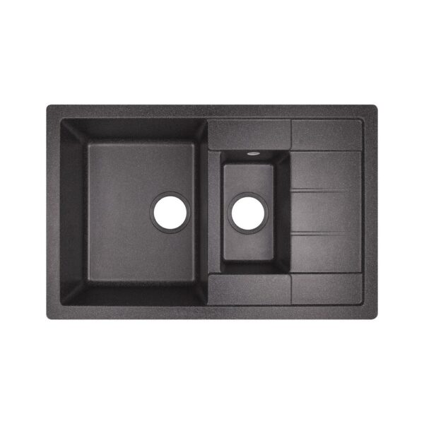Кухонная мойка с дополнительной чашей Lidz 780x495/200 BLA-03 (LIDZBLA03780495200) Кухонна мийка з додатковою чашею Lidz 780x495/200 BLA-03 (LIDZBLA03780495200)