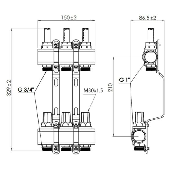 Колектор з витратомірами Thermo Alliance Forte 1" 3 виходи SF001W3 Колектор з витратомірами Thermo Alliance Forte 1" 3 виходи SF001W3