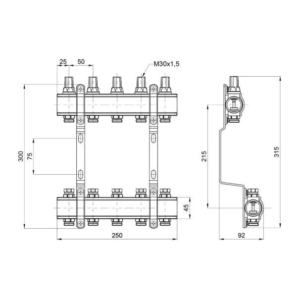 Колектор Thermo Alliance Forte 1" 5 виходів SF002W5 Колектор Thermo Alliance Forte 1" 5 виходів SF002W5