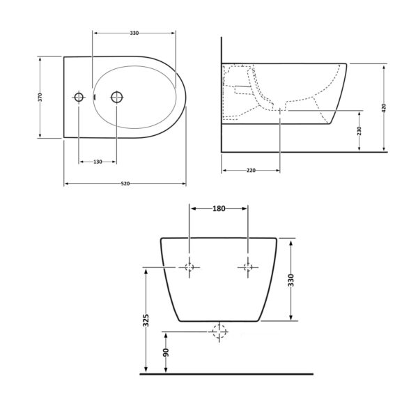Біде підвісне Qtap Swan 520х360х320 White QT16555378W Біде підвісне Qtap Swan 520х360х320 White QT16555378W