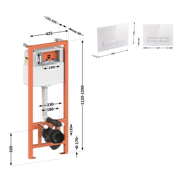 Набір інсталяція 4 в 1 Qtap Nest ST з лінійною панеллю змиву QT0133M425V1105GW Набір інсталяція 4 в 1 Qtap Nest ST з лінійною панеллю змиву QT0133M425V1105GW