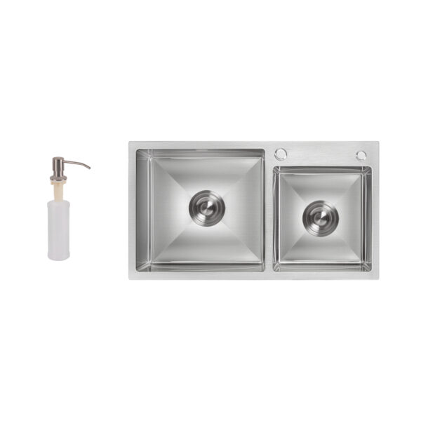 Мойка для кухни с двумя чашами интегрированная Lidz Handmade H7843 (LDH7843BRU35387) Brushed Steel 3,0/1,0 мм Мийка для кухні з двома чашами інтегрована Lidz Handmade H7843 (LDH7843BRU35387) Brushed Steel 3,0/1,0 мм