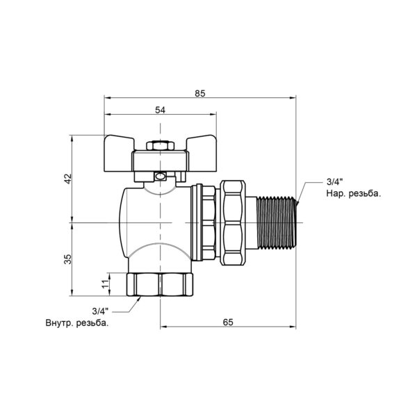 Кран кульовий Icma FAR. ROSSA 3/4" кутовий №361 Кран кульовий Icma FAR. ROSSA 3/4" кутовий №361