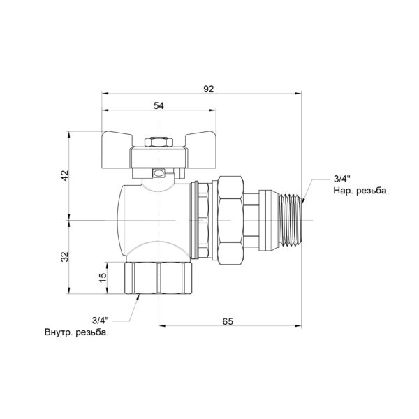 Кран кульовий Icma FAR. ROSSA 3/4" кутовий №362 Кран кульовий Icma FAR. ROSSA 3/4" кутовий №362
