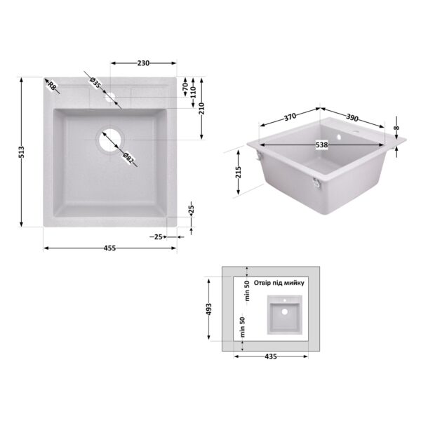 Кухонная мойка Lidz 460х515/200 GRA-09 (LIDZGRA09460515200) Кухонна мийка Lidz 460х515/200 GRA-09 (LIDZGRA09460515200)