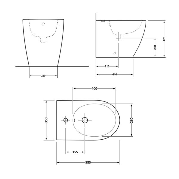 Біде підлогове Qtap Scorpio 530x360x395 Matt black QT14441003CMB Біде підлогове Qtap Scorpio 530x360x395 Matt black QT14441003CMB