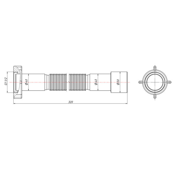 Гнучка труба Lidz (WHI) 60 01 G002 00 з накидною гайкою 1 1/2" довжина 600 мм Гнучка труба Lidz (WHI) 60 01 G002 00 з накидною гайкою 1 1/2" довжина 600 мм