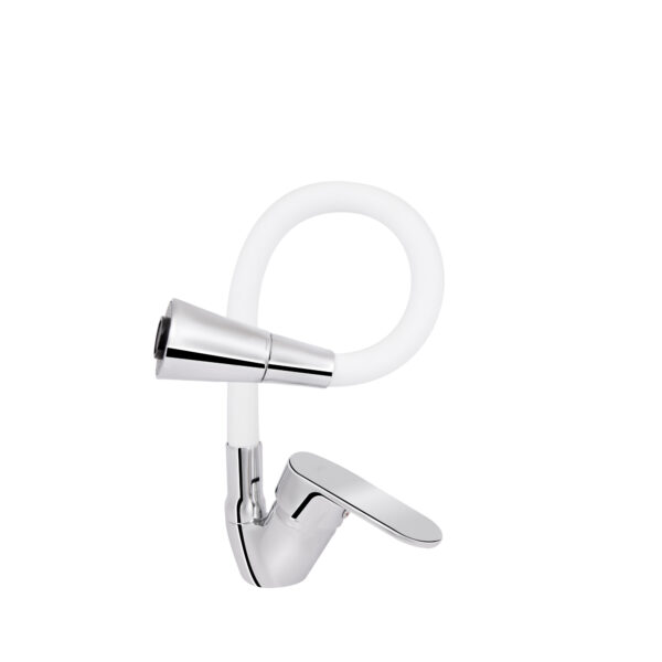 Смеситель для кухни Lidz Tani 008F3 с гибким изливом (k40) LDTAN008F3WCR37037 Chrome/White Змішувач для кухні Lidz Tani 008F3 з гнучким виливом (k40) LDTAN008F3WCR37037 Chrome/White