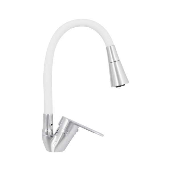 Смеситель для кухни Lidz Tani 008F3 с гибким изливом (k40) LDTAN008F3WCR37037 Chrome/White Змішувач для кухні Lidz Tani 008F3 з гнучким виливом (k40) LDTAN008F3WCR37037 Chrome/White
