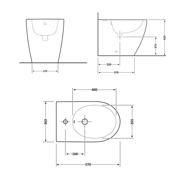 Биде напольное Qtap Robin 565x360x405 Matt black QT13442141CMB Біде підлогове Qtap Robin 565x360x405 Matt black QT13442141CMB