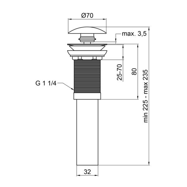 Донний клапан для раковини Qtap PU02 225х70х70 White Донний клапан для раковини Qtap PU02 225х70х70 White