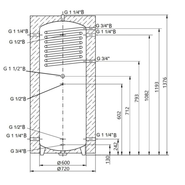 Теплоакумулятор Thermo Alliance TAI-10 350 з теплообмінником 1,4 кв. м з ізоляцією 60 мм