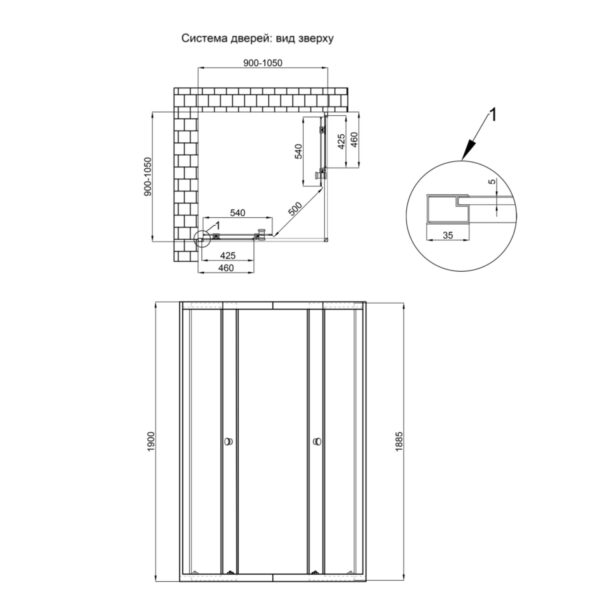 Душевая кабина Qtap Pisces BLA109-11SC5 90-105x90-105 см, стекло Clear 5 мм без поддона Душова кабіна Qtap Pisces BLA109-11SC5 90-105x90-105 см, скло Clear 5 мм без піддона