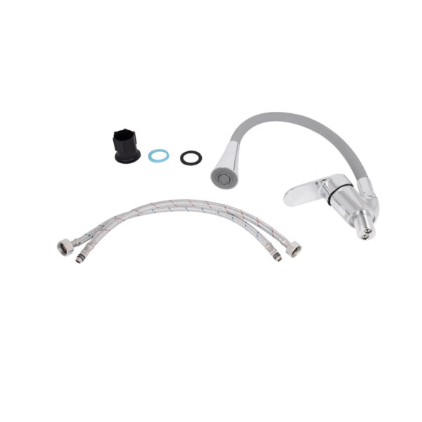 Смеситель для кухни Lidz Tani 008F3 с гибким изливом (k40) LDTAN008F3GCR39507 Chrome/Grey Змішувач для кухні Lidz Tani 008F3 з гнучким виливом (k40) LDTAN008F3GCR39507 Chrome/Grey