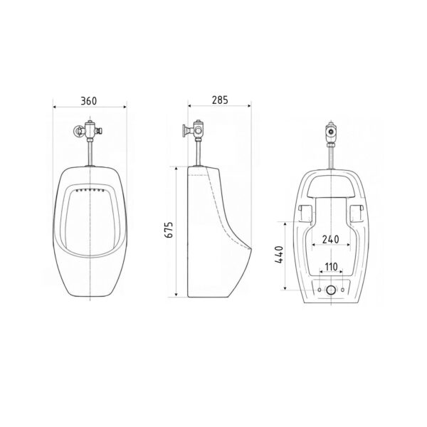 Писсуар подвесной Qtap Crow с краном-дозатором 360x285x675 White QT0588112HW Пісуар підвісний Qtap Crow з краном-дозатором 360x285x675 White QT0588112HW