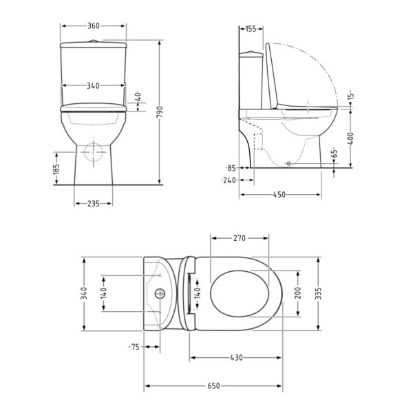 Унітаз-компакт Qtap Presto безобідковий з сідінням Soft-close QT24221217AW Унітаз-компакт Qtap Presto безобідковий з сідінням Soft-close QT24221217AW