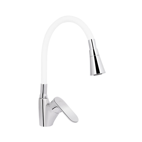 Смеситель для кухни Lidz Tani 007F3 с гибким изливом (k40) LDTAN007F3WCR40423 Chrome/White Змішувач для кухні Lidz Tani 007F3 з гнучким виливом (k40) LDTAN007F3WCR40423 Chrome/White