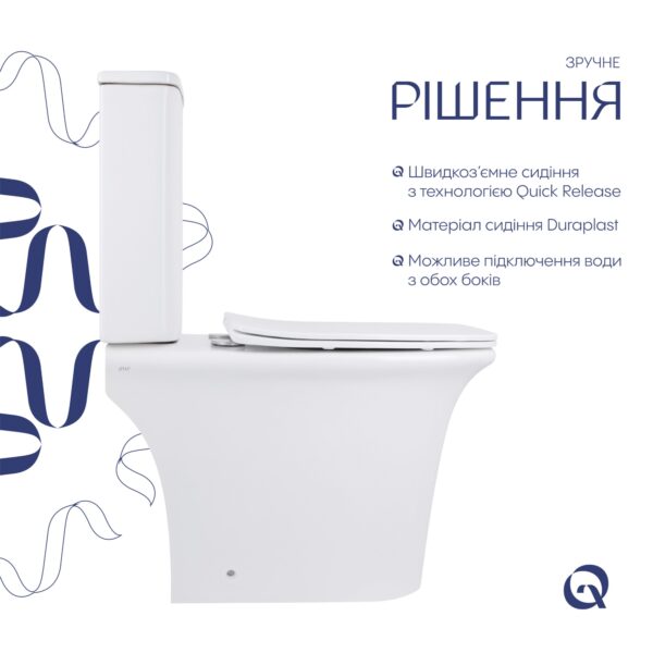 Унітаз-компакт Qtap Kalao безобідковий з сідінням Soft-close QT08221213AW Унітаз-компакт Qtap Kalao безобідковий з сідінням Soft-close QT08221213AW