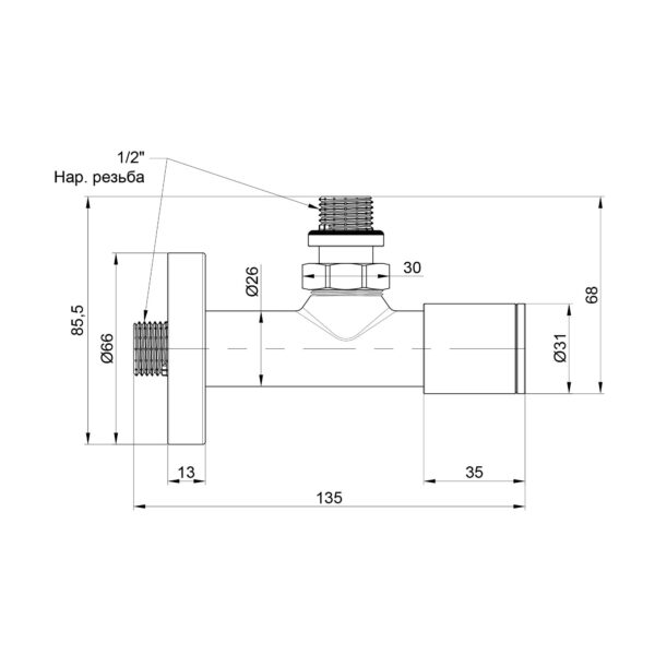 Комплект кранів Thermo Alliance Standart 1/2" НР для рушникосушарки кутовий SF395W15 Комплект кранів Thermo Alliance Standart 1/2" НР для рушникосушарки кутовий SF395W15