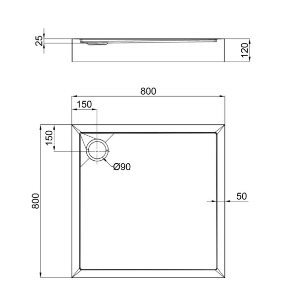 Душевой поддон Qtap Tern 308812C 80x80x12 см + сифон Душовий піддон Qtap Tern 308812C 80x80x12 см + сифон