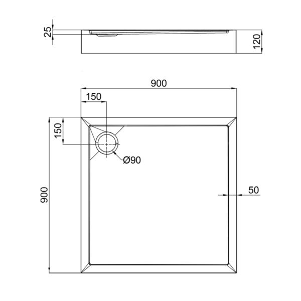 Душевой поддон Qtap Tern 309912C 90x90x12 см + сифон Душовий піддон Qtap Tern 309912C 90x90x12 см + сифон
