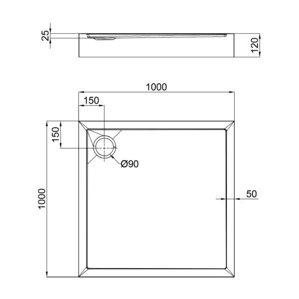 Душевой поддон Qtap Tern 301112 100x100x12 см + сифон Душовий піддон Qtap Tern 301112 100x100x12 см + сифон