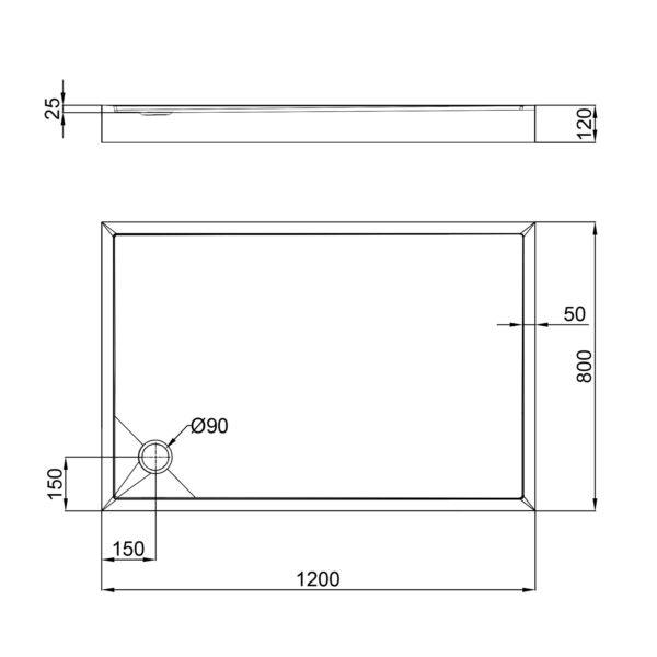Душевой поддон Qtap Tern 3012812 120x80x12 см + сифон Душовий піддон Qtap Tern 3012812 120x80x12 см + сифон