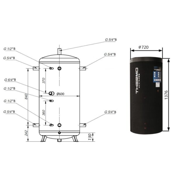 Теплоакумулятор Thermo Alliance TA-ТАМ-00 350 з ізоляцією 80 мм