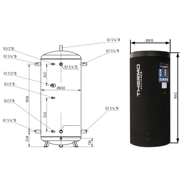Теплоакумулятор Thermo Alliance TA-ТАМ-00 500 з ізоляцією 80 мм