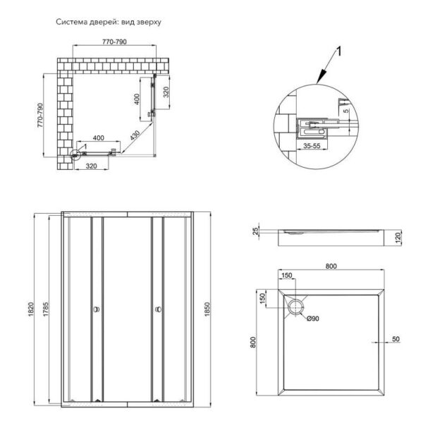 Набор Qtap душевая кабина Presto CRM1088SP5 Pear 1970x800x800 мм + поддон Tern 308812C 80x80x12 см с сифоном Набір Qtap душова кабіна Presto CRM1088SP5 Pear 1970x800x800 мм + піддон Tern 308812C 80x80x12 см з сифоном