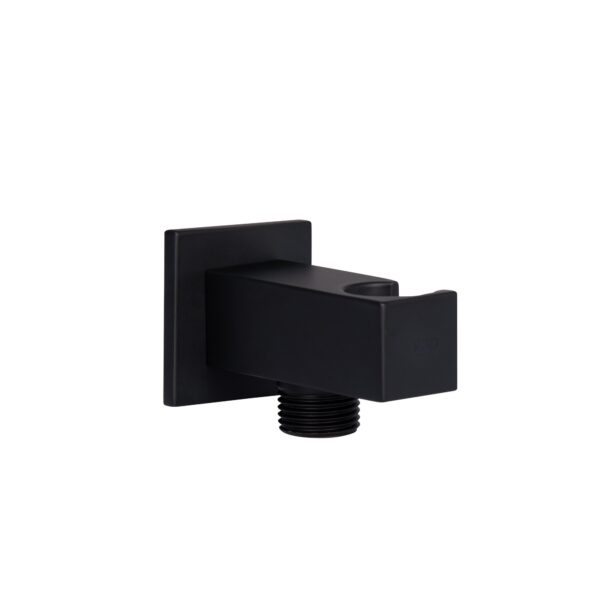 Подключение с держателем для шланга Qtap Spojeni прямоугольное QTCRBBH025 Black Matt Підключення з тримачем для шланга Qtap Spojeni прямокутне QTCRBBH025 Black Matt