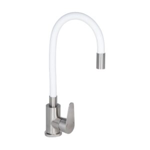 Смеситель для кухни Lidz Vida 015F3 с гибким изливом (k35) LDVID015F3WHI43357 White / Nickel Змішувач для кухні Lidz Vida 015F3 з гнучким виливом (k35) LDVID015F3WHI43357 White / Nickel