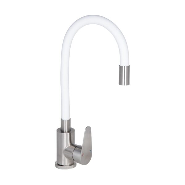 Змішувач для кухні Lidz Vida 015F3 з гнучким виливом (k35) LDVID015F3WHI43357 White / Nickel Змішувач для кухні Lidz Vida 015F3 з гнучким виливом (k35) LDVID015F3WHI43357 White / Nickel