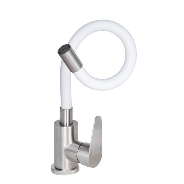 Змішувач для кухні Lidz Vida 015F3 з гнучким виливом (k35) LDVID015F3WHI43357 White / Nickel Змішувач для кухні Lidz Vida 015F3 з гнучким виливом (k35) LDVID015F3WHI43357 White / Nickel