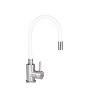 Змішувач для кухні Lidz Aria 015F3 з гнучким виливом (k35) LDARI015F3WHI43362 White / Nickel Змішувач для кухні Lidz Aria 015F3 з гнучким виливом (k35) LDARI015F3WHI43362 White / Nickel