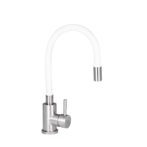 Смеситель для кухни Lidz Aria 015F3 с гибким изливом (k35) LDARI015F3WHI43362 White / Nickel Змішувач для кухні Lidz Aria 015F3 з гнучким виливом (k35) LDARI015F3WHI43362 White / Nickel