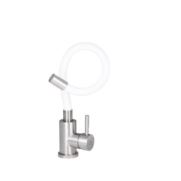 Смеситель для кухни Lidz Aria 015F3 с гибким изливом (k35) LDARI015F3WHI43362 White / Nickel Змішувач для кухні Lidz Aria 015F3 з гнучким виливом (k35) LDARI015F3WHI43362 White / Nickel
