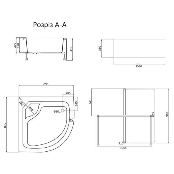 Душовий піддон Lidz KAPIELKA ST90x90x41 Душовий піддон Lidz KAPIELKA ST90x90x41