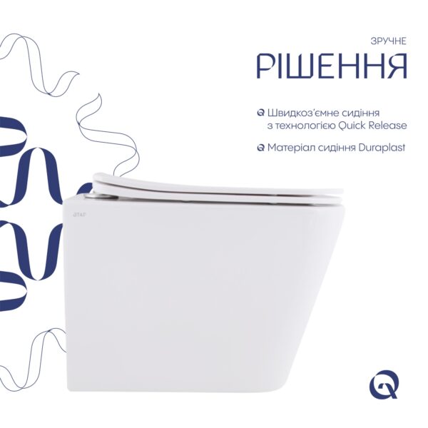Унитаз подвесной Qtap Tern с сиденьем Soft-close QT17332303ASW Унітаз підвісний Qtap Tern із сидінням Soft-close QT17332303ASW