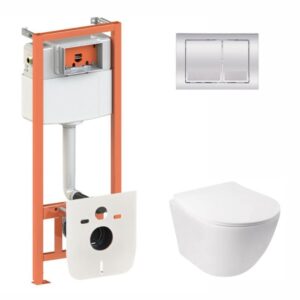Готовое решение Qtap для ванной комнаты: подвесной унитаз Jay Ultra Quiet 485x360x320 + комплект инсталляции Nest 4 в 1 (квадратный Готове рішення Qtap для ванної кімнати: підвісний унітаз Jay Ultra Quiet 485x360x320 + комплект інсталяції Nest 4 в 1 (квадратна