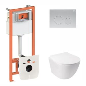 Готовое решение Qtap для ванной комнаты: подвесной унитаз Jay Ultra Quiet 485x360x320 + комплект инсталляции Nest 4 в 1 (круглая Готове рішення Qtap для ванної кімнати: підвісний унітаз Jay Ultra Quiet 485x360x320 + комплект інсталяції Nest 4 в 1 (кругла