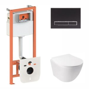 Готовое решение Qtap для ванной комнаты: подвесной унитаз Jay Ultra Quiet 485x360x320 + комплект инсталляции Nest 4 в 1 (линейная Готове рішення Qtap для ванної кімнати: підвісний унітаз Jay Ultra Quiet 485x360x320 + комплект інсталяції Nest 4 в 1 (лінійна