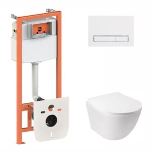 Готовое решение Qtap для ванной комнаты: подвесной унитаз Jay Ultra Quiet 485x360x320 + комплект инсталляции Nest 4 в 1 (линейная Готове рішення Qtap для ванної кімнати: підвісний унітаз Jay Ultra Quiet 485x360x320 + комплект інсталяції Nest 4 в 1 (лінійна