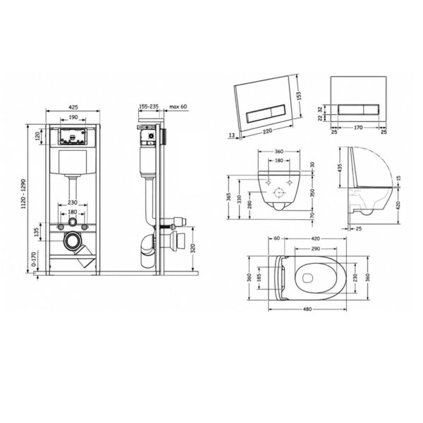 Готовое решение Qtap для ванной комнаты: подвесной унитаз Jay Ultra Quiet 485x360x320 + комплект инсталляции Nest 4 в 1 (линейная Готове рішення Qtap для ванної кімнати: підвісний унітаз Jay Ultra Quiet 485x360x320 + комплект інсталяції Nest 4 в 1 (лінійна