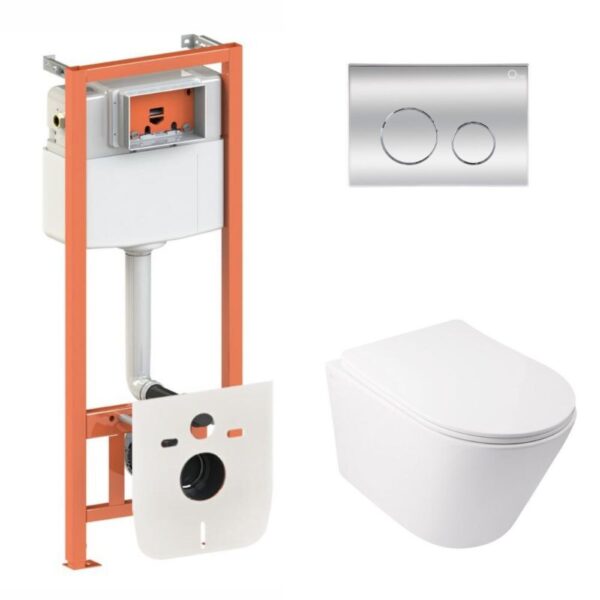Готовое решение Qtap для ванной комнаты: подвесной унитаз Swan Ultra Quiet 485x360x320 + комплект инсталляции Nest 4 в 1 (круглая Готове рішення Qtap для ванної кімнати: підвісний унітаз Swan Ultra Quiet 485x360x320 + комплект інсталяції Nest 4 в 1 (кругла