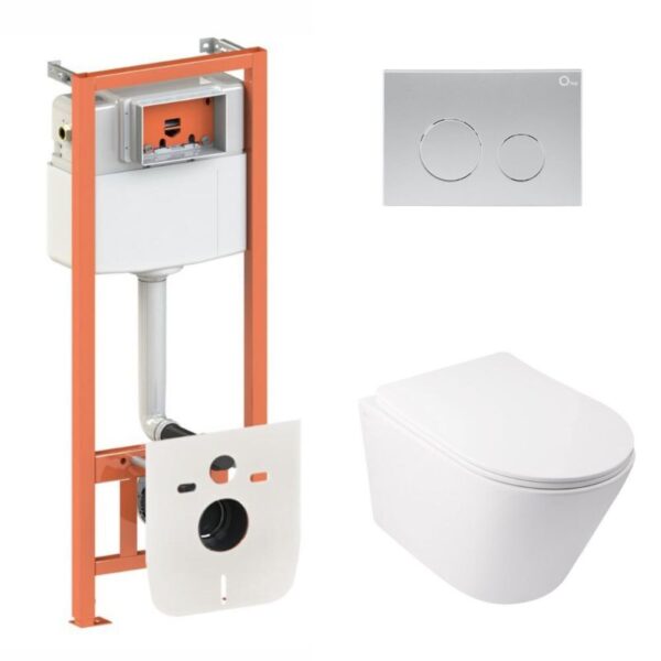 Готовое решение Qtap для ванной комнаты: подвесной унитаз Swan Ultra Quiet 485x360x320 + комплект инсталляции Nest 4 в 1 (круглая Готове рішення Qtap для ванної кімнати: підвісний унітаз Swan Ultra Quiet 485x360x320 + комплект інсталяції Nest 4 в 1 (кругла